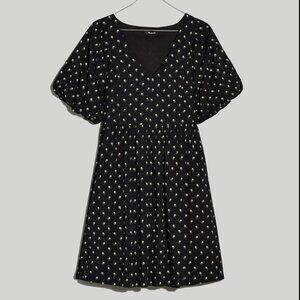 NWT Madewell V-Neck Puff-Sleeve Mini Dress in Floral Ikat, Sz XS